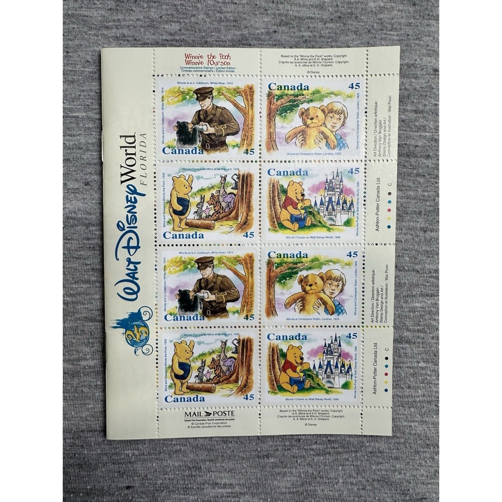Disney 25th Ann. Stamps 1996 Winnie the Pooh Canada/Sierra Leone/Turks&Caicos
